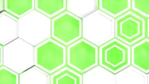 Abstract 3d background made of white hexagons on green glowing background Stock Illustration