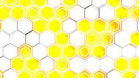 Abstract 3d background made of white hexagons on blue glowing background Stock Illustration