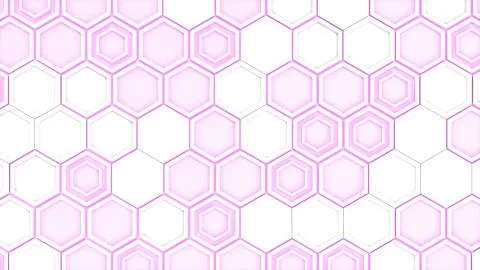 Abstract 3d background made of white hexagons on purple glowing background Stock Illustration