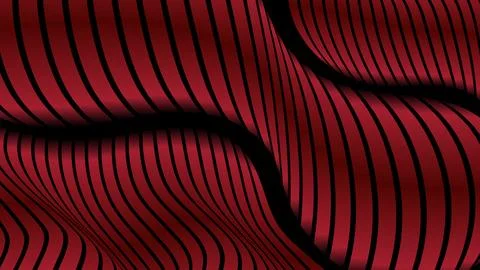 Abstract 3D background with metallic red and black wavy stripes and deep cu.. Stock Illustration