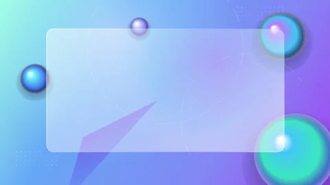 Abstract 3D background motion with glassmorphism style frame and spheres fo.. Stock Footage 347977548