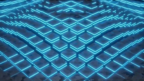Abstract 3D Background with Moving Neon Blue Cubes Stock-Footage 337946797