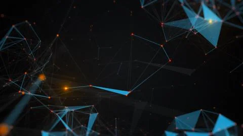 Abstract 3d background. Render of complex plexus structure with bright glow d 스톡 일러스트