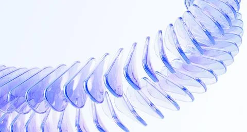 Abstract 3d background with rows of glass holographic transparent curve shapes Stock Illustration
