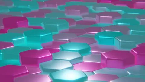 Abstract 3D background sci-fi hi-tech 80s hexagon wallpaper Stock Illustration