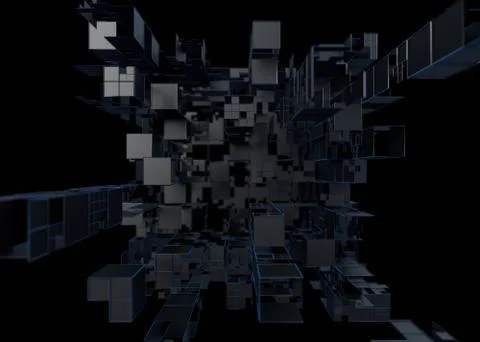 Abstract 3D Background of a Shape from Cubes Illustrazione stock