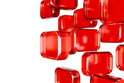 Abstract 3D background of shiny red cubes, dramatic lighting, and energy Stock Illustration
