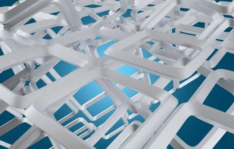 Abstract 3D Background with Shiny Silver Shapes. Stockillustratie