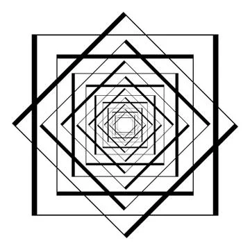 Abstract 3D background with simple geometric figure. Goes deep stylized square Stock Illustration