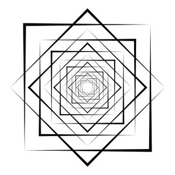 Abstract 3D background with simple geometric figure. Goes deep stylized square Stock-Illustration