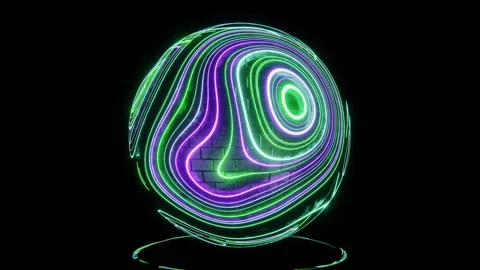 Abstract 3D background sphere sci-fi hi-tech 80s retrowave seamless loop Stock Footage 240541650