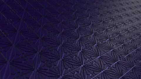 Abstract 3D background with transforming ornaments on a dark purple surface Stock Footage 255362214
