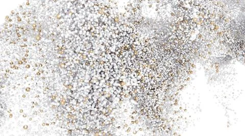 Abstract 3D Background of White and Gold Spheres Stock Illustration