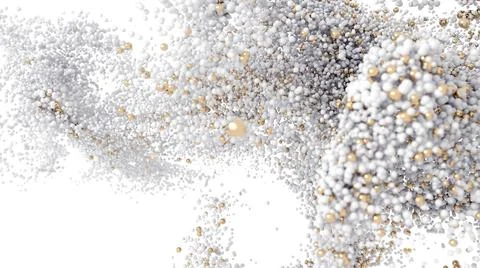 Abstract 3D Background of White and Gold Spheres Stock Illustration