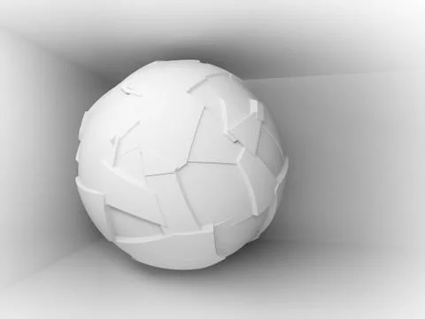 Abstract 3d background with white big flying sphere Stock Illustration
