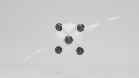 Abstract 3D Background with White Coins Rotating Around Grooved White Sphere Stock Footage 335959484