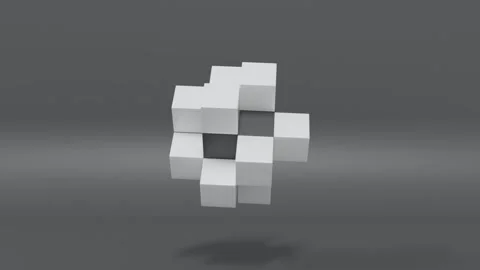 Abstract 3D background of white cubes combined with dark gray geometric surface Stock Footage 335958572