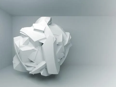Abstract 3d background with white flying chaotic object Illustrazione stock