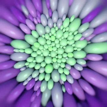 Abstract 3D Background with Zoom Effect Soft Green and Purple Spheres イラスト素材
