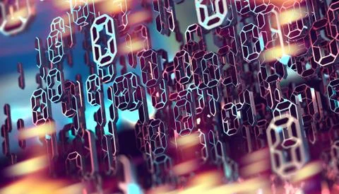 Abstract 3d background,Binary Language and virtual matrix concept Illustrazione stock