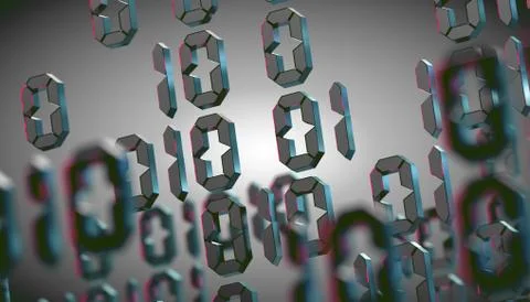 Abstract 3d background,Binary Language and virtual matrix concept.3d illustra Stock Illustration