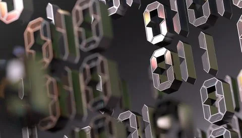 Abstract 3d background,Binary Language and virtual matrix concept.3d illustra Stock Illustration