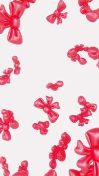 Abstract 3D backgrounds falling bows ribbons cute girly pink colours polished Stock Illustration
