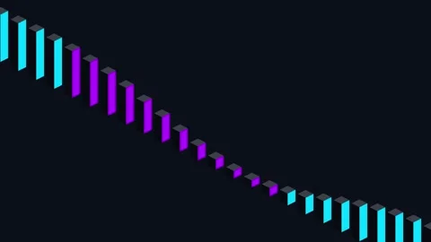 Abstract 3D bar chart animation with glowing neon colors Stock Footage 345595209