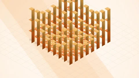 Abstract 3D Bar Chart Grid with Rising Orange Bars and Shadow Stock Footage 346660691