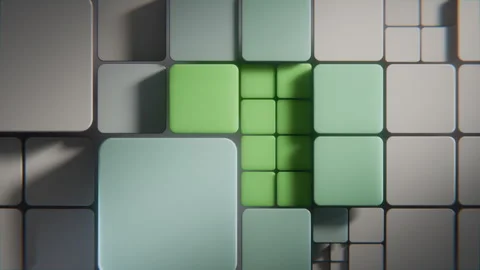 Abstract 3D Bento Tiles Linear Flow Loop Green Digital Background Video stock 327846059