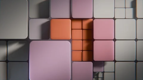 Abstract 3D Bento Tiles Linear Flow Loop Orange Energy Background Video stock 327846577