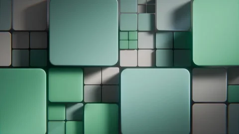 Abstract 3D Bento Tiles Smooth Shifting Loop Green Digital Background Video stock 327846624