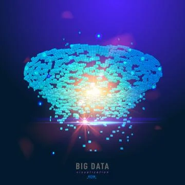 Abstract 3D big data visualization. Tangled graphics data streams. Infographi Stockillustratie