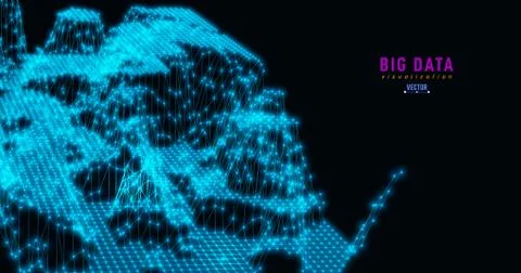 Abstract 3D big data visualization. Tangled graphics data streams. Infographi Stockillustratie