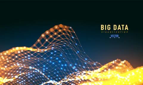 Abstract 3D big data visualization. Tangled graphics data streams. Infographi Stock Illustration