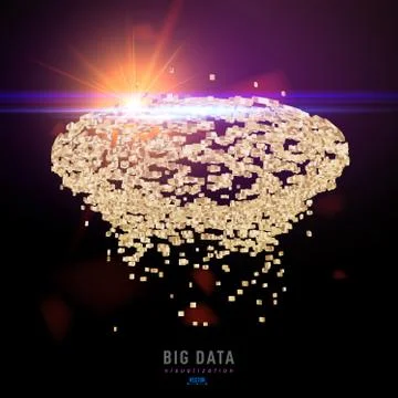 Abstract 3D big data visualization. Tangled graphics data streams. Infographi Stockillustratie