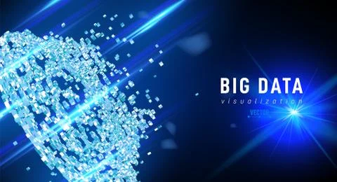 Abstract 3D big data visualization. Tangled graphics data streams. Infographi 库存插图