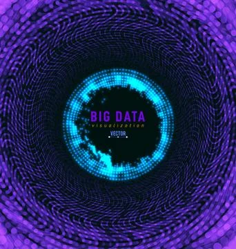 Abstract 3D big data visualization. Tangled graphics data streams. Infographi Stock Illustration