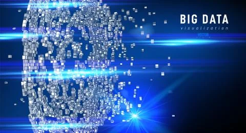 Abstract 3D big data visualization. Tangled graphics data streams. Infographi Stockillustratie