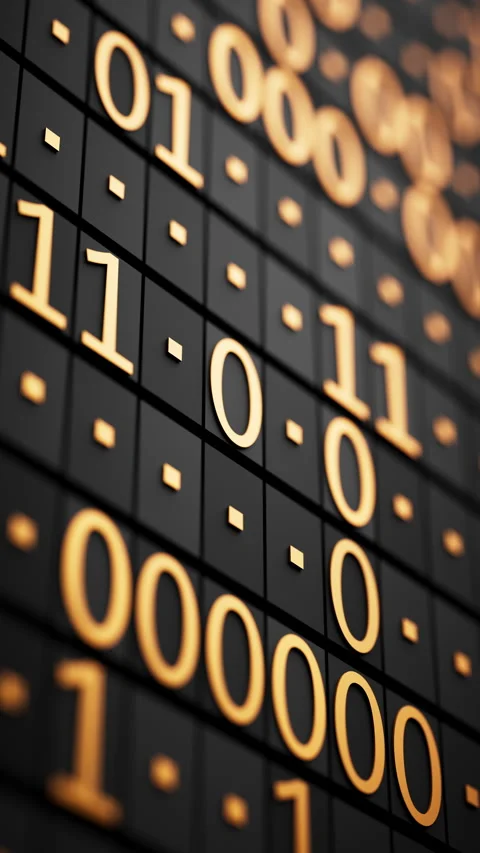 Abstract 3D binary data animation on a dark digital surface. Stock Footage 348018923