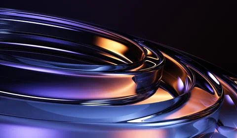 Abstract 3d black background wallpaper with glass transparent circles Illustrazione stock