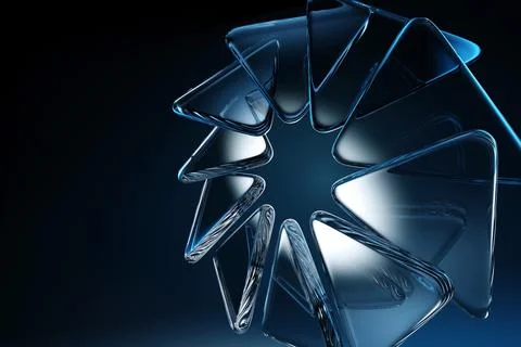 Abstract 3d black background wallpaper with glass transparent triangle plates in Stock Illustration