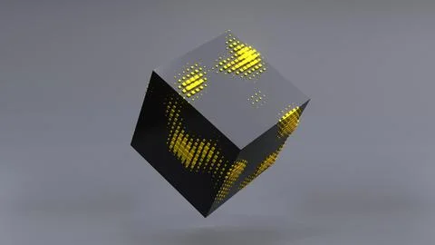 Abstract 3D of a black cube in zero gravity. Stock Illustration