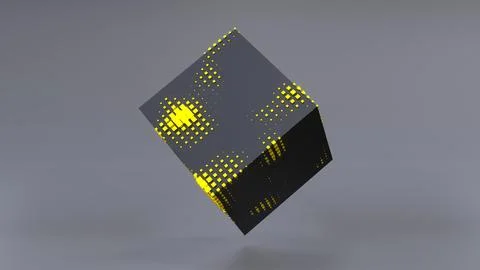Abstract 3D of a black cube in zero gravity. Stock Illustration