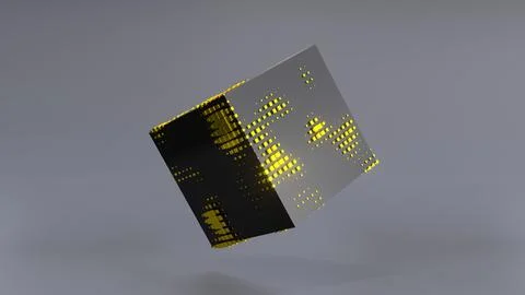 Abstract 3D of a black cube in zero gravity. イラスト素材