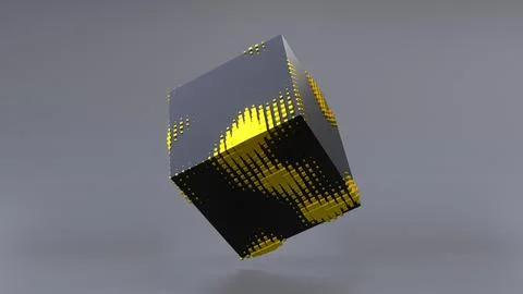 Abstract 3D of a black cube in zero gravity. イラスト素材