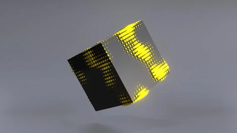 Abstract 3D of a black cube in zero gravity. イラスト素材