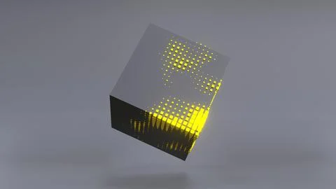 Abstract 3D of a black cube in zero gravity. Stock Illustration