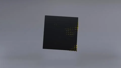 Abstract 3D of a black cube in zero gravity. Stock Illustration
