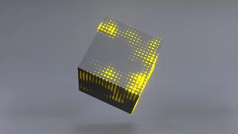 Abstract 3D of a black cube in zero gravity. Stock Illustration